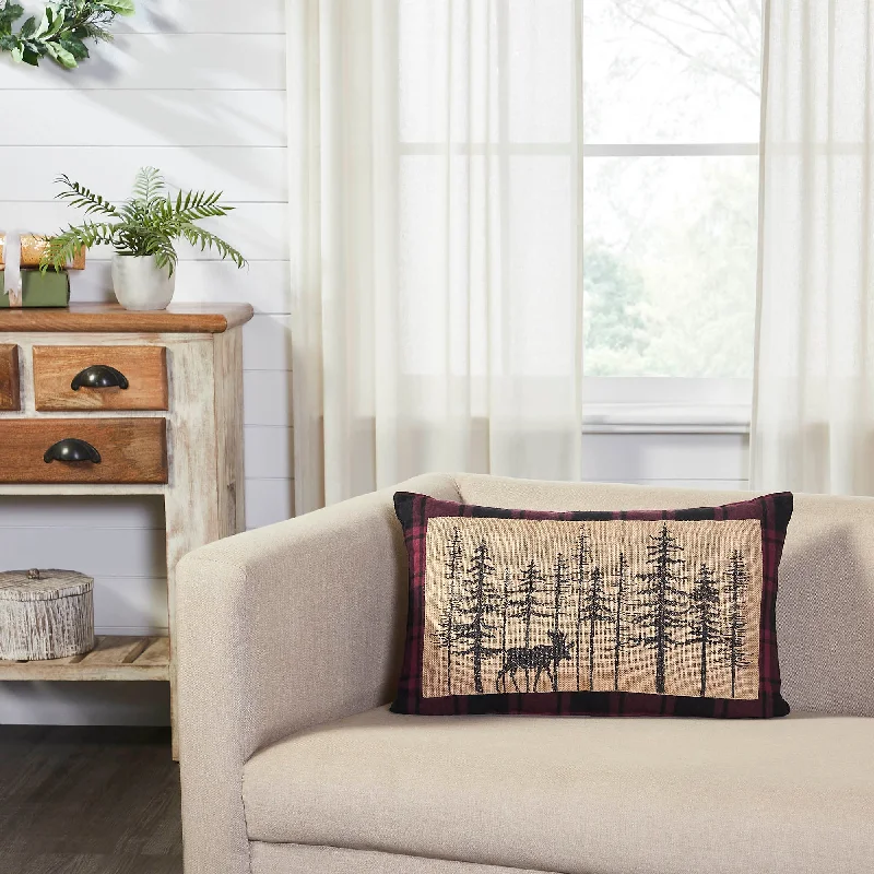 Velvet Pillows for a Touch of EleganceCumberland Red Black Plaid Winter Forest Pillow 14x22