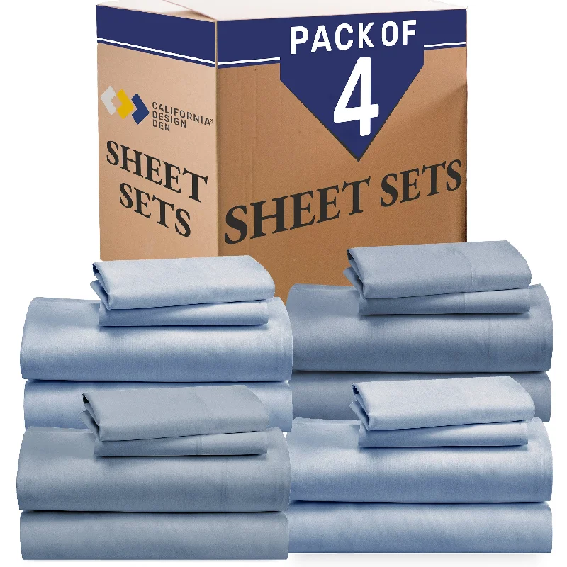 Wrinkle - Free Polyester Sheets for a Low - Maintenance BedBulk Pack of 4 Sheet Sets Mixed High Thread Count Open Box Blue Hydrangea