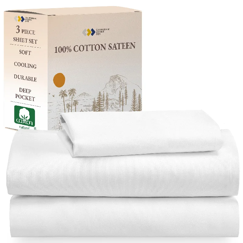 Linen - Cotton Blend Sheets for a Natural and Versatile OptionSheet Set - 100% Cotton Sateen - Everyday Soft