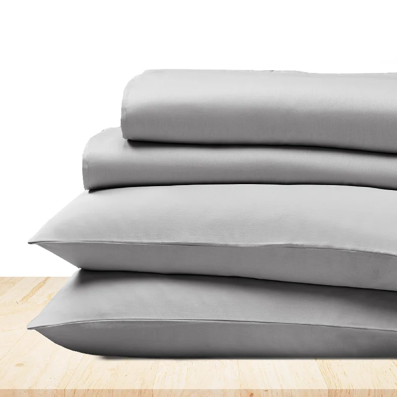 Queen - Size Sheet Sets with a European Pillowcase SetSheet Set - 100% Cotton Sateen - Everyday Soft