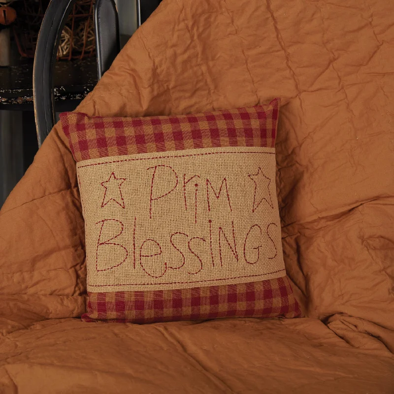 Down Alternative Pillows for Ethical ChoicesBurgundy Check Prim Blessings Pillow 12x12