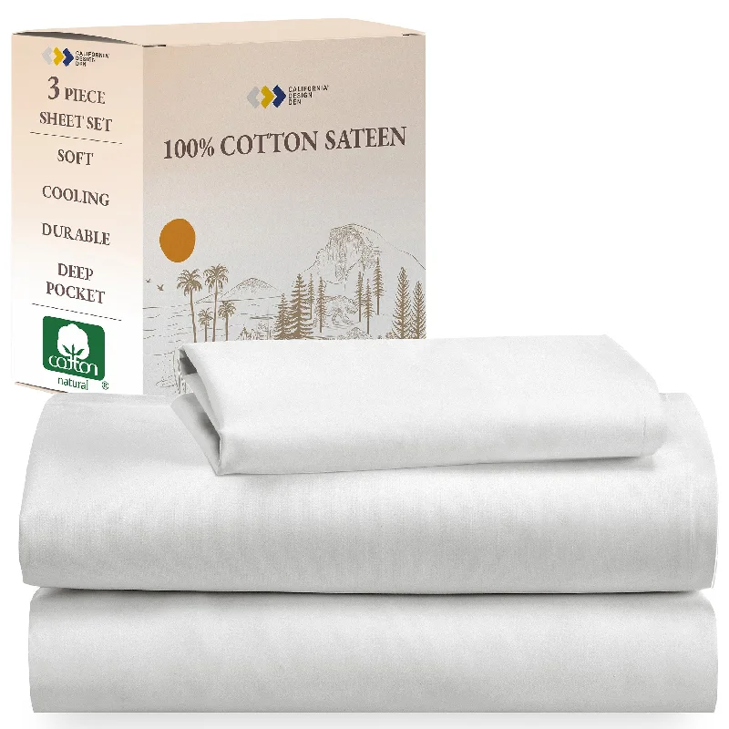 Twin - Size Sheet Sets with a Pillow ProtectorSheet Set - 100% Cotton Sateen - Everyday Soft