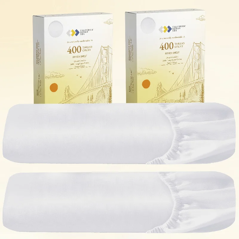 Quilted Cotton Sheets for a Warm and Inviting Bed2-Pack Fitted Sheets Only - 400 Thread Count 100% Cotton Sateen - Dream Comfort