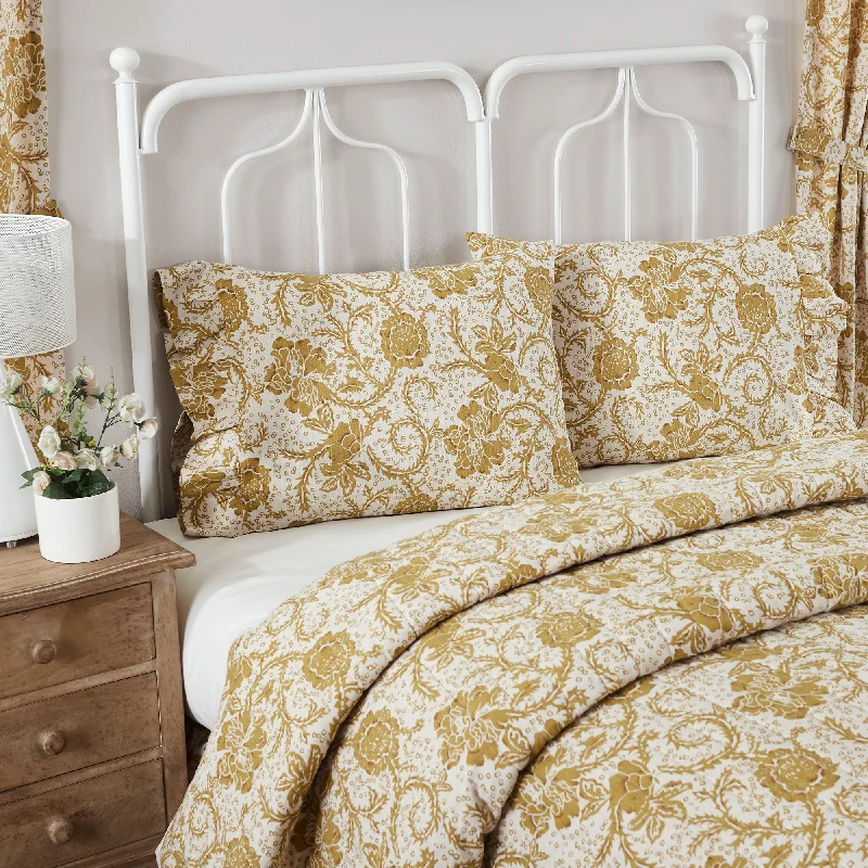 Plush Pillows for a Cozy BedDorset Gold Floral Ruffled Standard Pillow Case Set of 2 21x26+4 VHC Brands