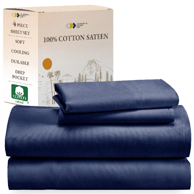 Moisture - Wicking Cotton Sheets for a Dry and Comfortable SleepSheet Set - 100% Cotton Sateen - Everyday Soft