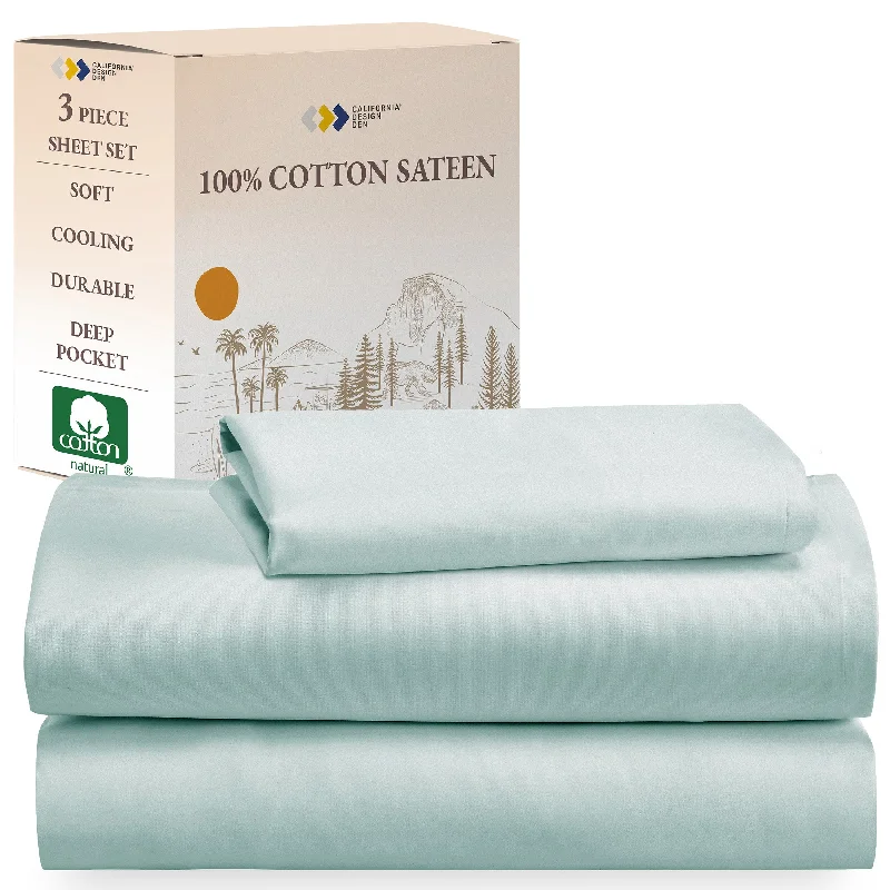 Moisture - Wicking Cotton Sheets for a Dry and Comfortable SleepSheet Set - 100% Cotton Sateen - Everyday Soft