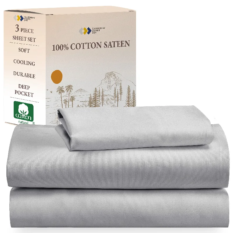 King - Size Sheet Sets with a Decorative Pillow SetSheet Set - 100% Cotton Sateen - Everyday Soft