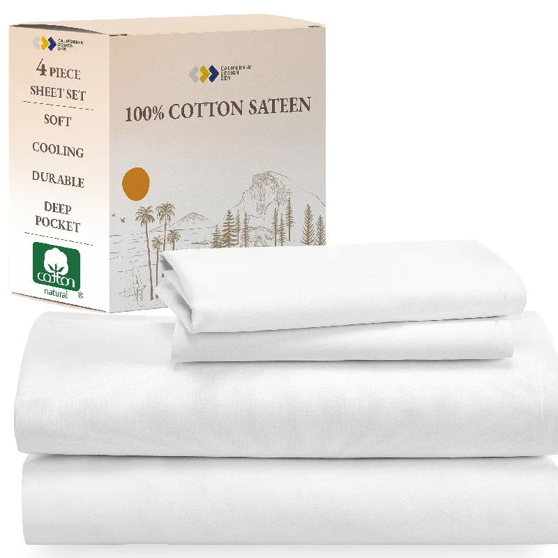 Quilted Cotton Sheets for a Warm and Inviting BedSheet Set - 100% Cotton Sateen - Everyday Soft