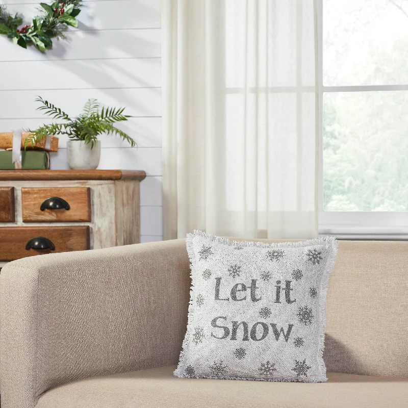 Silk Pillows for Smooth Skin and HairYuletide Burlap Antique White Snowflake Let It Snow Pillow 12x12