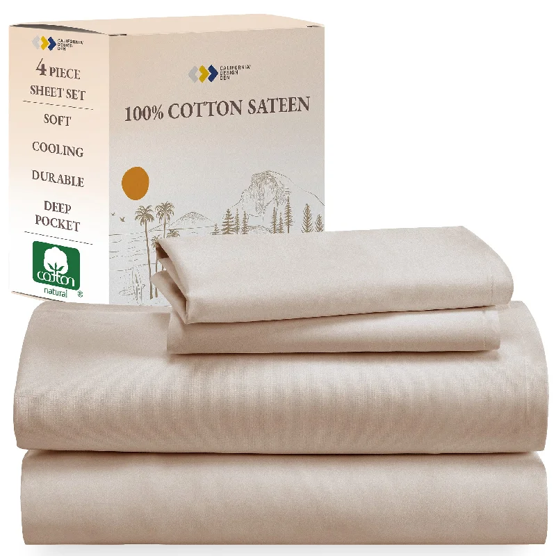 Polyester - Cotton Blend Sheets for Durability and ComfortSheet Set - 100% Cotton Sateen - Everyday Soft