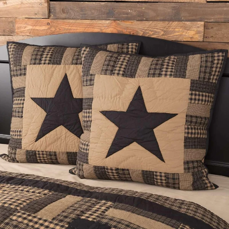 Square Pillows for Modern Home DecorBlack Check Star Quilted Euro Sham 26x26 VHC Brands