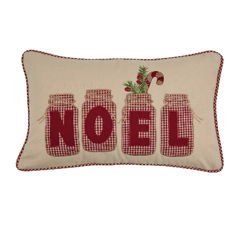 Soft and Fluffy Pillows for Bedroom ComfortNoel Jar Applique Pillow with Feather Insert - 20" x 12" Set of 2 Park Designs