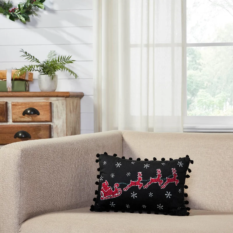 Decorative Pillows for Living Room MakeoverAnnie Black Check Santa Sleigh Pillow 9.5x14