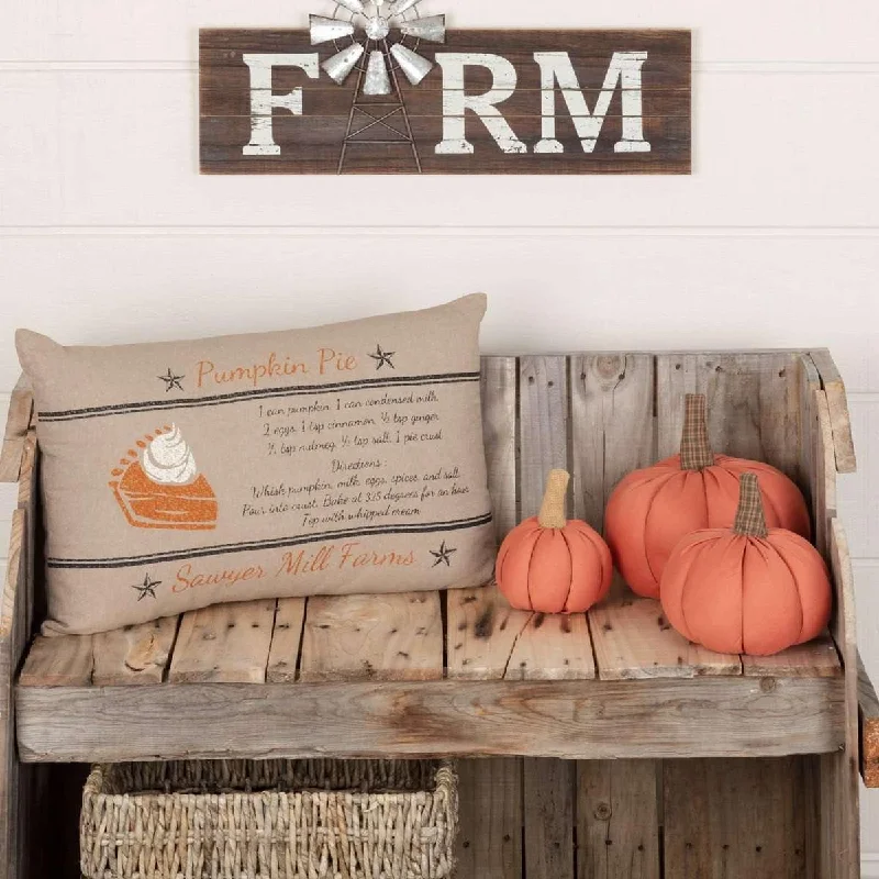 Kids Pillows with Fun DesignsSawyer Mill Charcoal Pumpkin Pie Recipe Pillow 14x22 VHC Brands