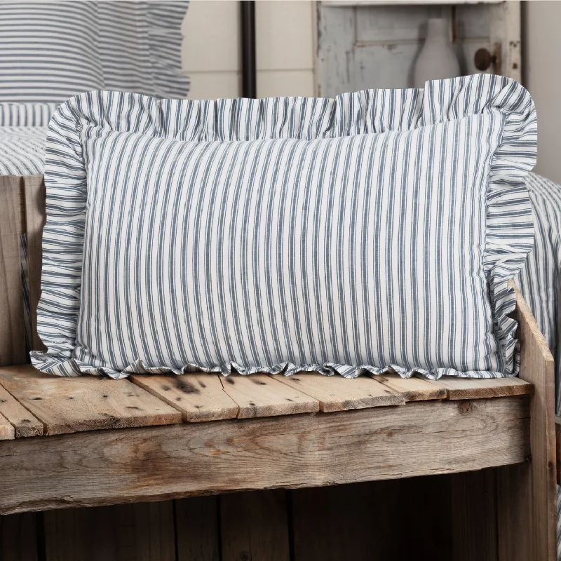 Cotton Pillows for Natural ComfortSawyer Mill Blue Ticking Stripe Fabric Pillow 14x22 VHC Brands