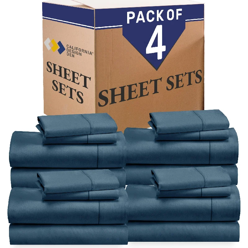 Queen - Size Sheet Sets with a European Pillowcase SetBulk Pack of 4 Sheet Sets Mixed High Thread Count Open Box Peacock Blue