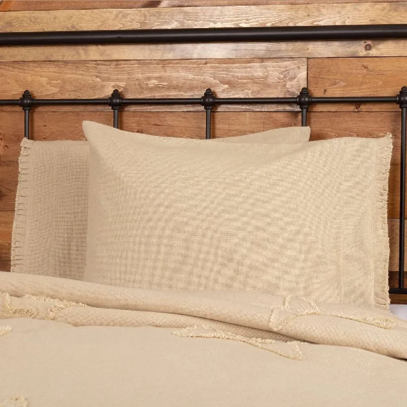 Pregnancy Pillows for Expectant MothersBurlap Vintage Standard Pillow Case w/ Fringed Ruffle Set of 2 21x30 VHC Brands