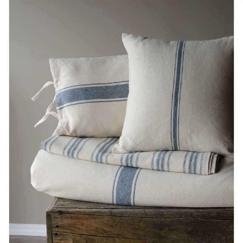 Plush Pillows for a Cozy BedColonial Blue Cream Grain Sack Stripe Pillow Cover PC165014