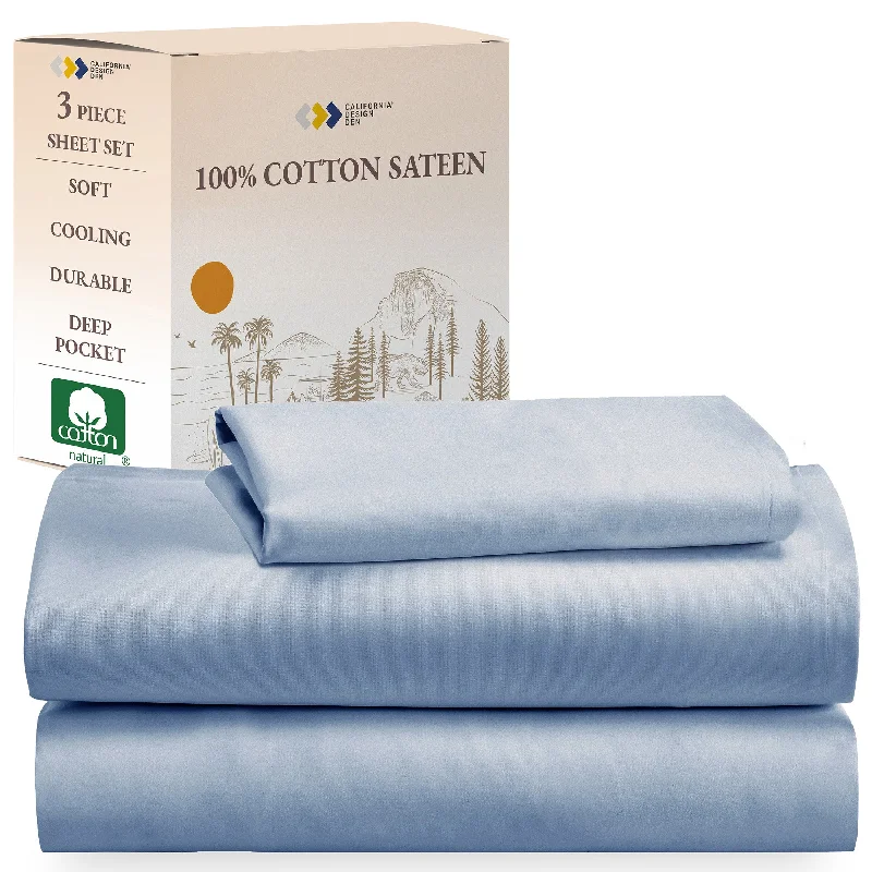 Thermal - Regulating Bamboo Sheets for All - Season ComfortSheet Set - 100% Cotton Sateen - Everyday Soft