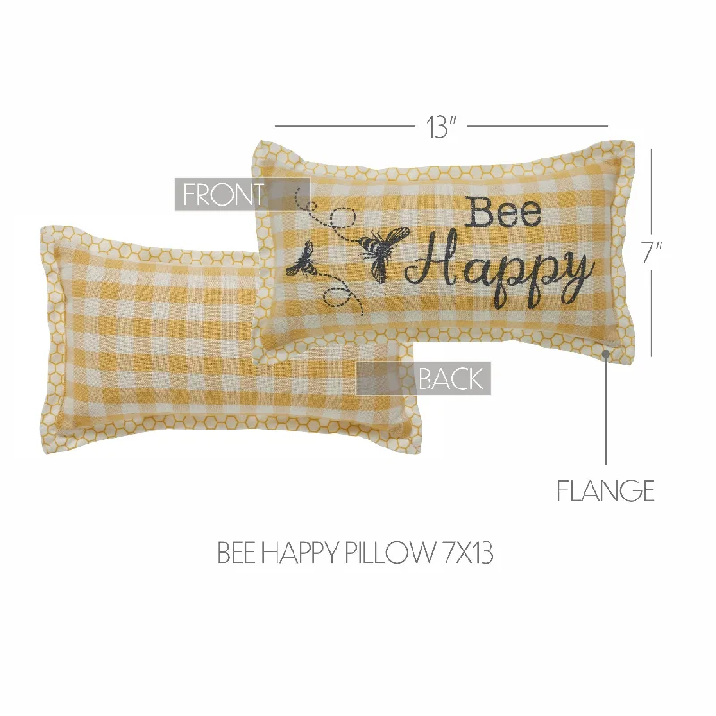 Soft and Fluffy Pillows for Bedroom ComfortBuzzy Bees Bee Happy Pillow 7x13