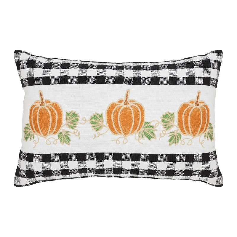 Square Pillows for Modern Home DecorAnnie Black Check Pumpkin Patch Pillow 14x22