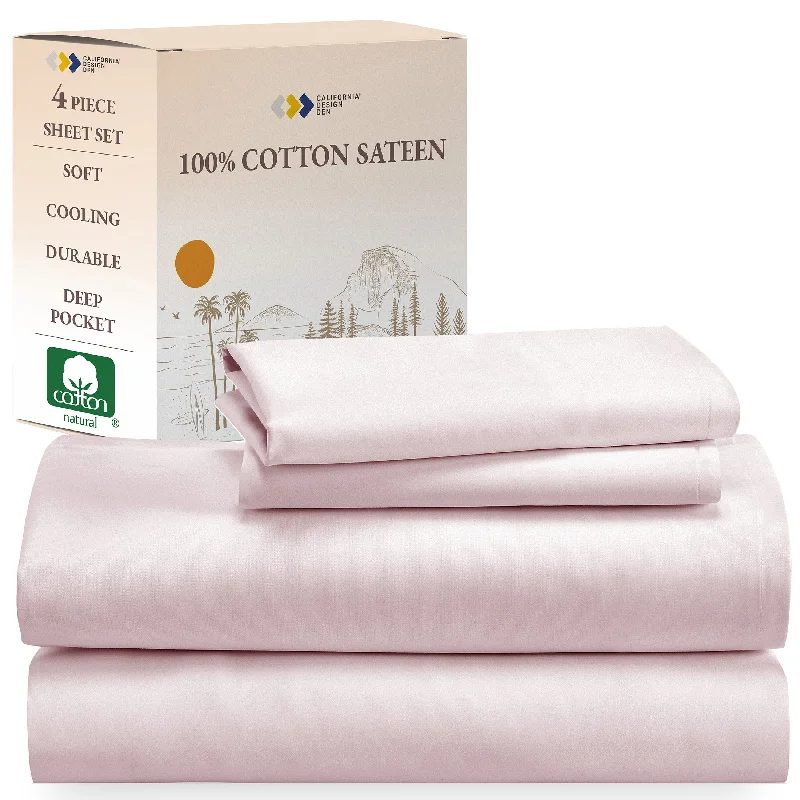 Linen - Cotton Blend Sheets for a Natural and Versatile OptionSheet Set - 100% Cotton Sateen - Everyday Soft