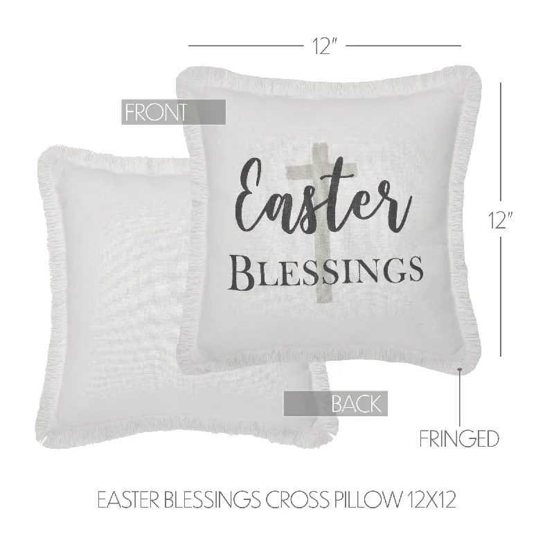 Square Pillows for Modern Home DecorRisen Easter Blessings Cross Pillow 12x12