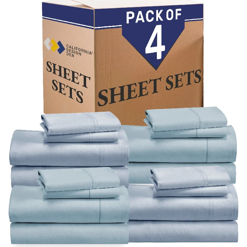 Quilted Cotton Sheets for a Warm and Inviting BedBulk Pack of 4 Sheet Sets Mixed High Thread Count Open Box Sky Blue