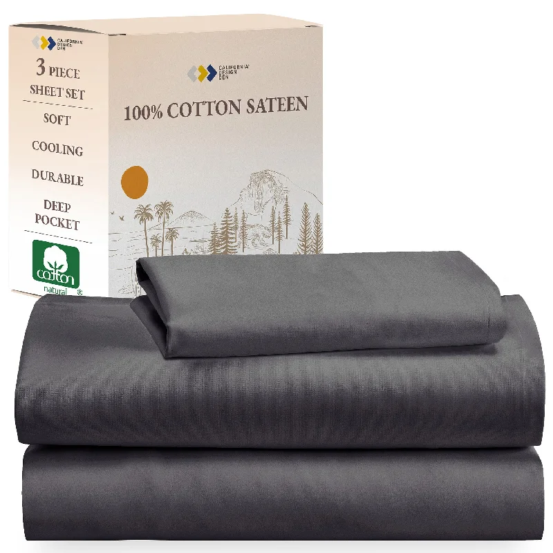 Moisture - Wicking Cotton Sheets for a Dry and Comfortable SleepSheet Set - 100% Cotton Sateen - Everyday Soft