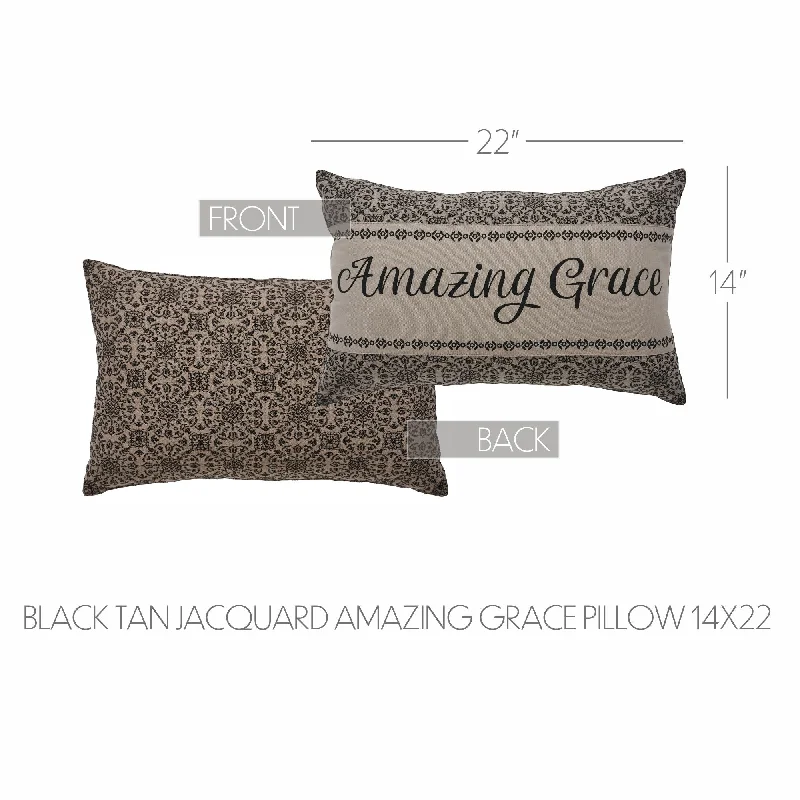 Bolster Pillows for Sofa DecorationCustom House Black Tan Jacquard Amazing Grace Pillow 14x22