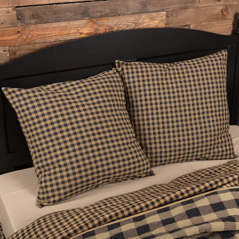 Soft and Fluffy Pillows for Bedroom ComfortBlack Check Fabric Euro Sham 26x26 VHC Brands