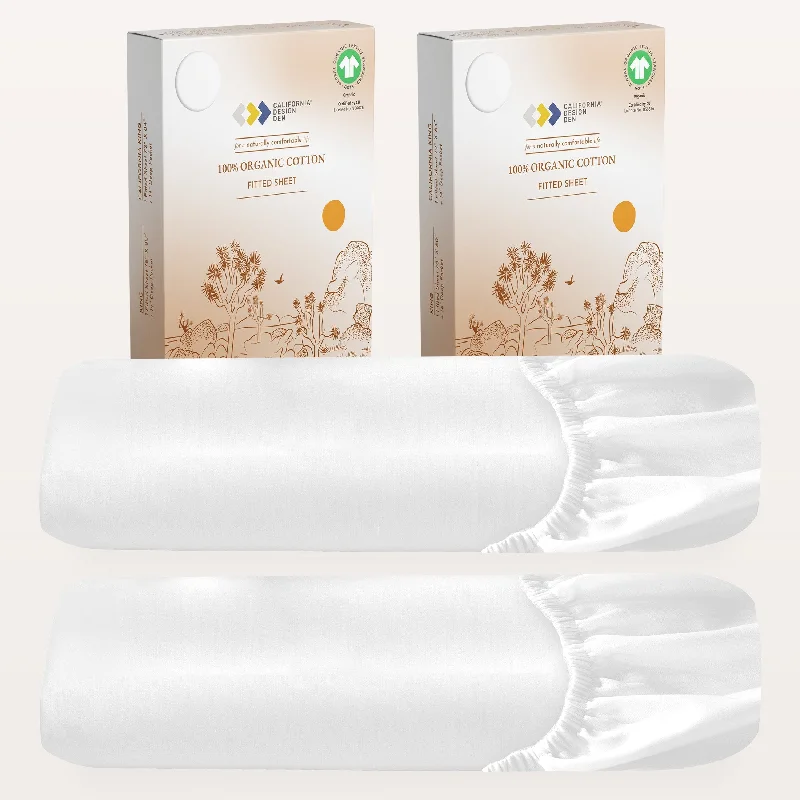 Sheet Sets with Multiple Pillowcase Options2-Pack Fitted Sheets Only - 100% Organic Cotton Percale