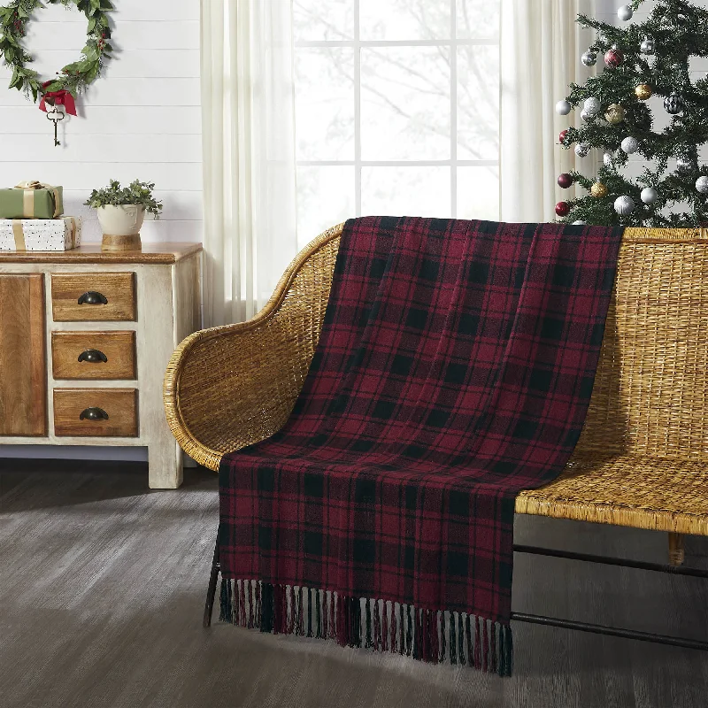 Soft and Fluffy Pillows for Bedroom ComfortCumberland Red Black Plaid Woven Throw 50"x60" VHC Brands