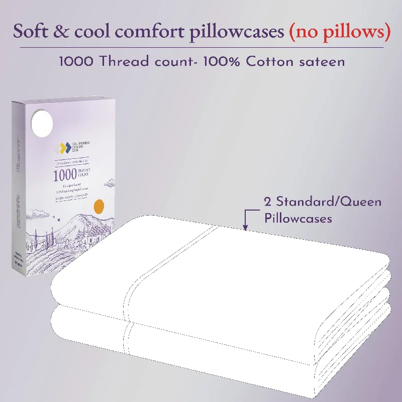 Thermal - Regulating Bamboo Sheets for All - Season ComfortPillowcase Pair - 1000 Thread Count - Indulgent Luxury