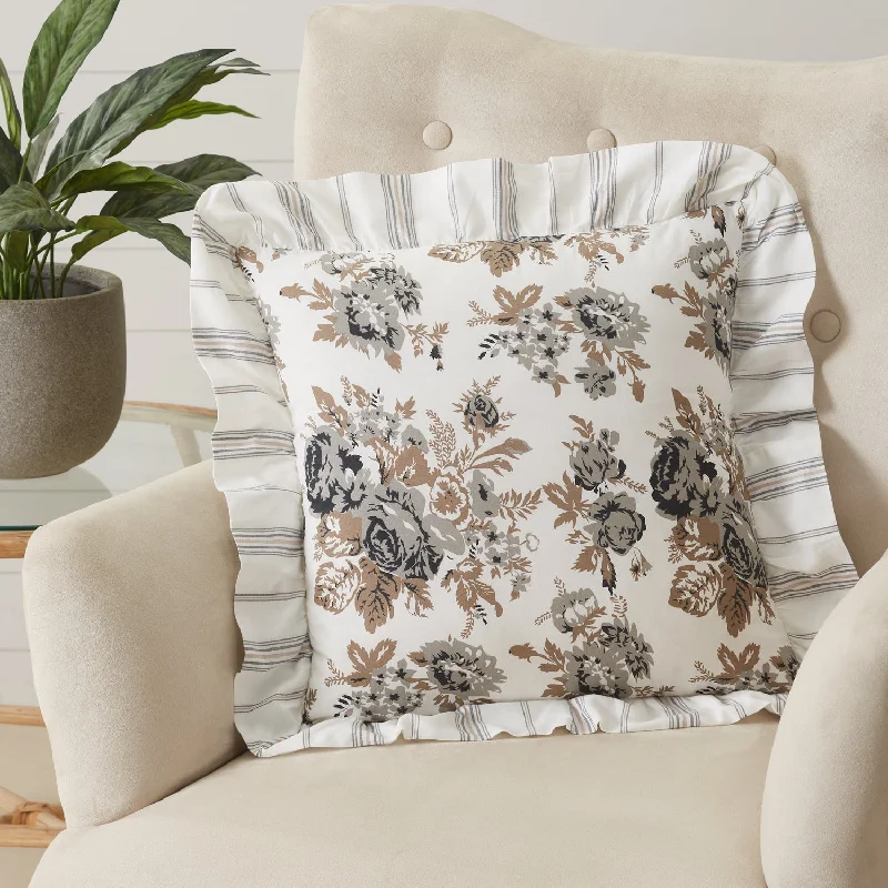 Silk Pillows for Smooth Skin and HairAnnie Portabella Floral Ruffled Pillow 18x18 VHC Brands