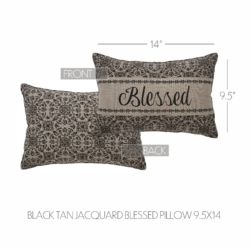 Back Support Pillows for Office ChairsCustom House Black Tan Jacquard Blessed Pillow 9.5x14