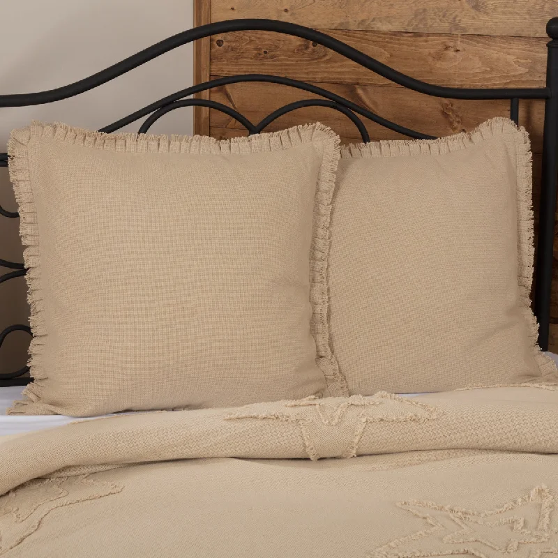 Velvet Pillows for a Touch of EleganceBurlap Vintage Fabric Euro Sham w/ Fringed Ruffle 26x26 VHC Brands