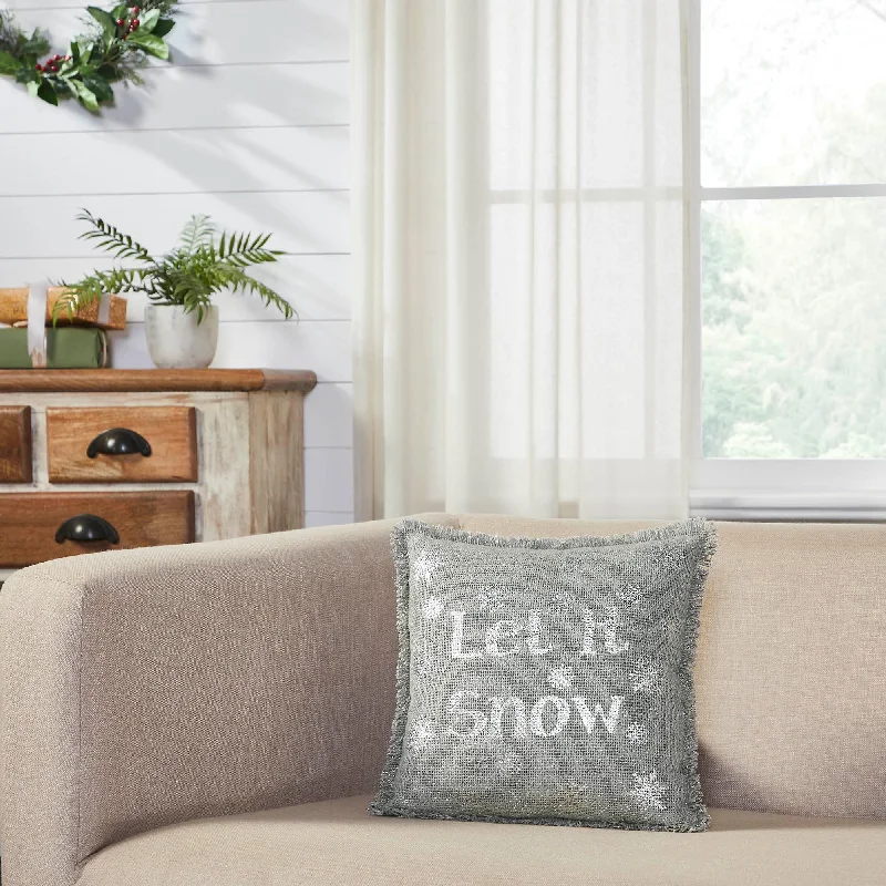 Lumbar Support Pillows for Car SeatsYuletide Burlap Dove Grey Snowflake Let It Snow Pillow 12x12