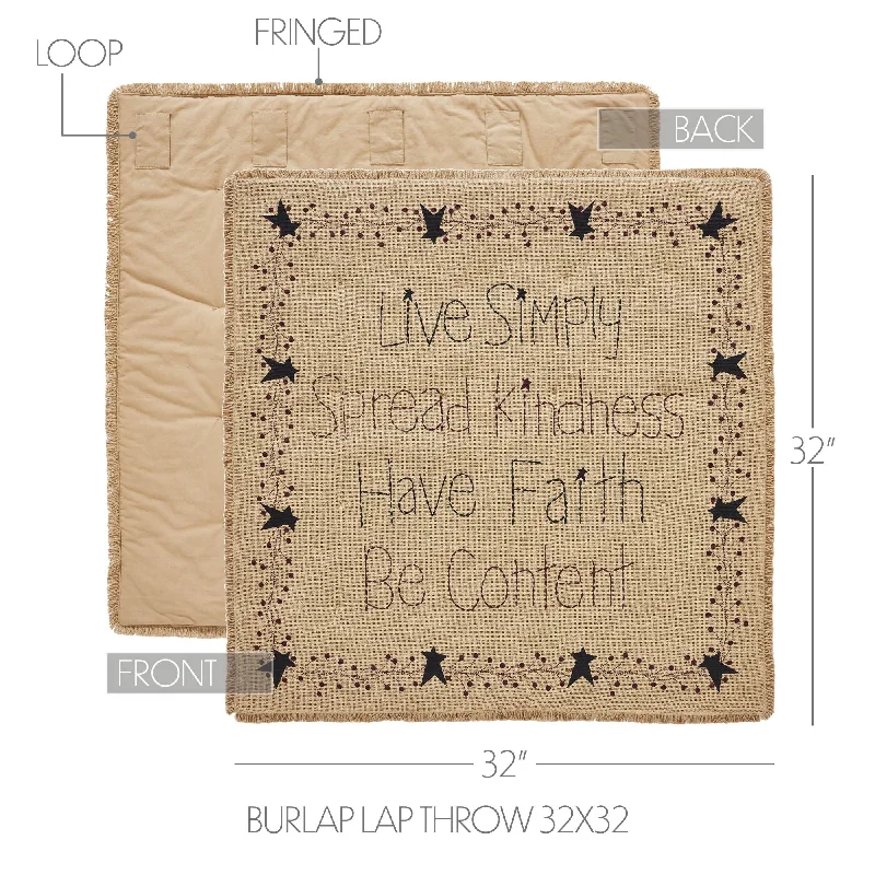 Adjustable Pillows for Customized ComfortPip Vinestar Burlap Lap Throw 32Wx32L