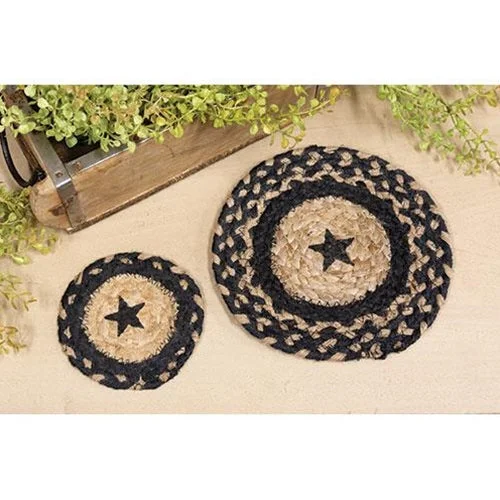 Braided Black Star Jute Coaster