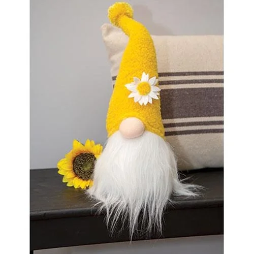 Fuzzy Yellow Flower Gnome 16"