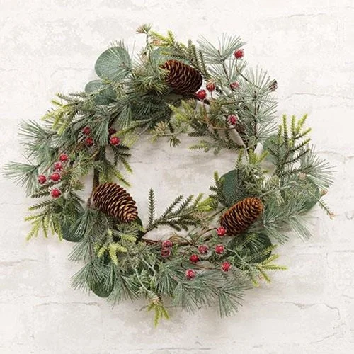 Icy Bristle Pine & Berry Wreath 16"