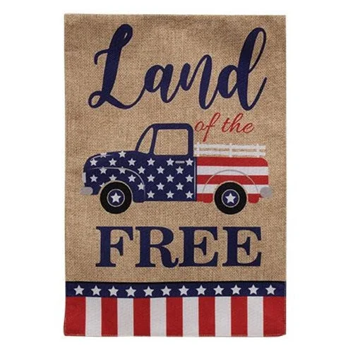 Land of the Free Burlap Garden Flag