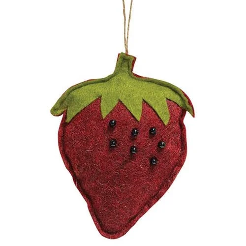 Large Beaded Felt Strawberry Ornament