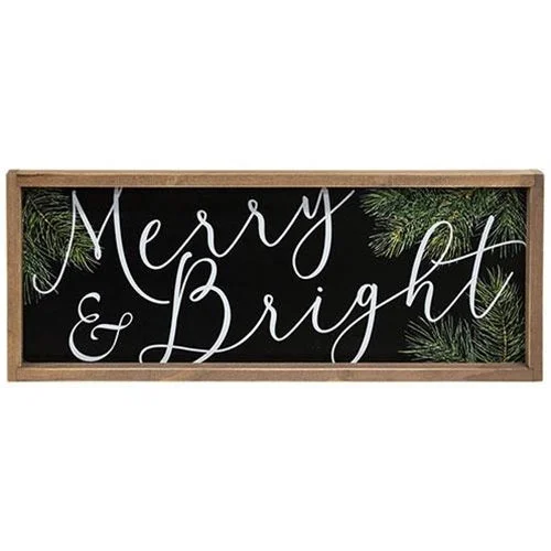 Merry & Bright Wood Sign