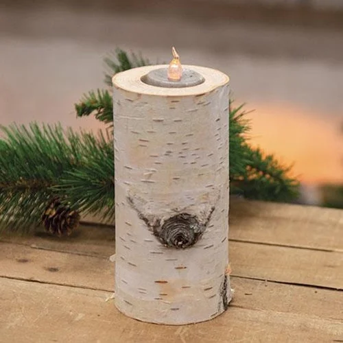 Natural Birch Tealight Holder 3" x 6"