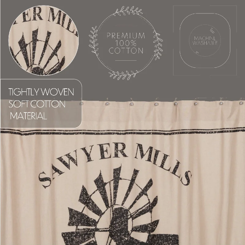 Sawyer Mill Charcoal Windmill Shower Curtain 72x72