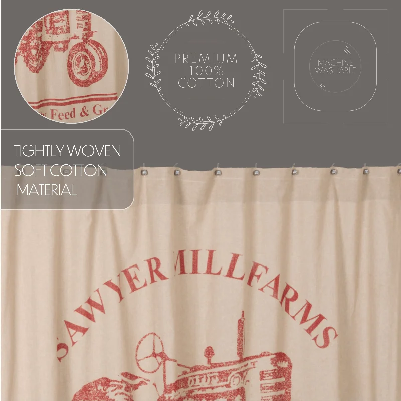 Sawyer Mill Red Tractor Shower Curtain 72x72