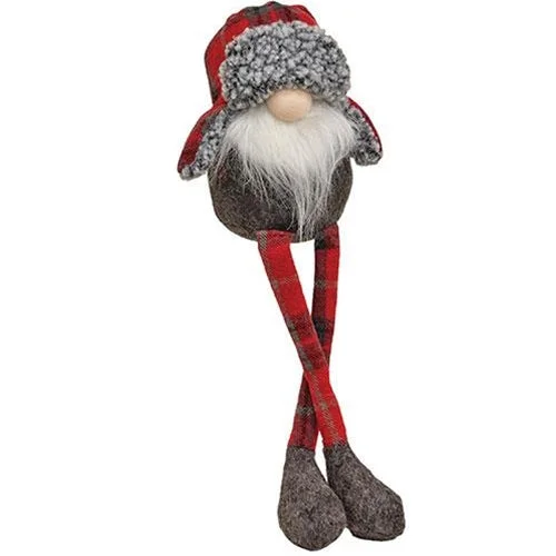 Small Dangle Leg Winter Plaid Gnome