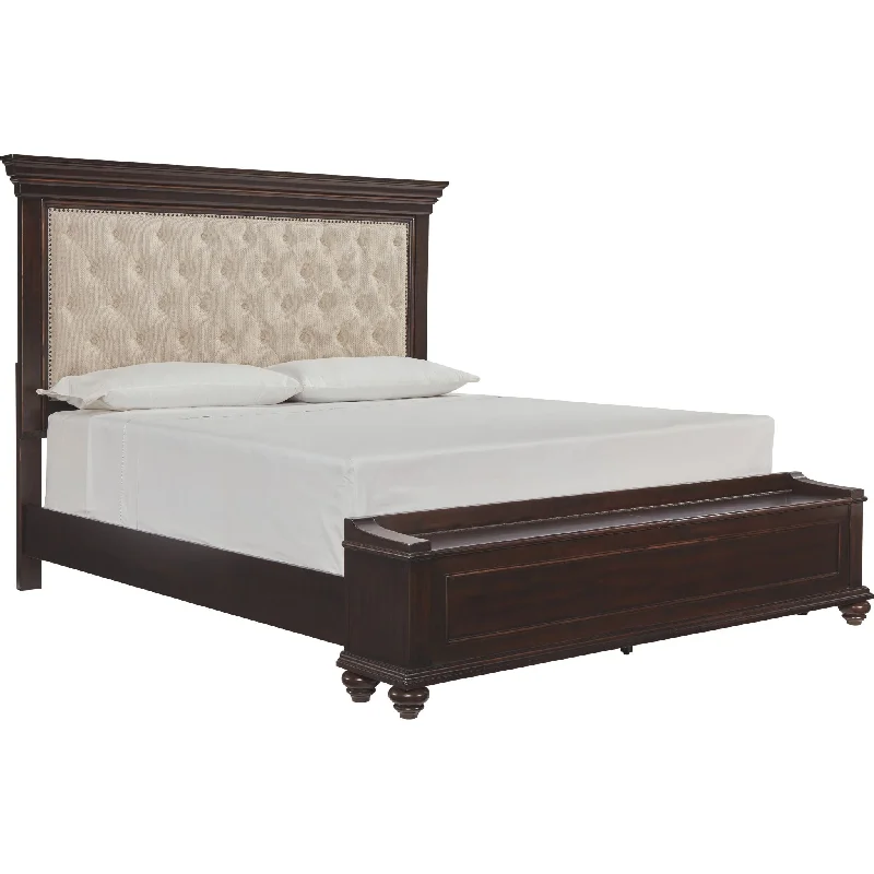 Queen - size mattresses for couples and standard bedroomsBrynhurst King Storage Bed - Dark Brown